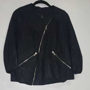 Marc By Marc Jacobs Black Leather Jacket Asymmetrical Zipper